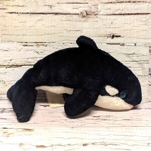 Dakin Orca Killer Whale Plush Black & White 9" Stuffed Animal 1974 Vintage